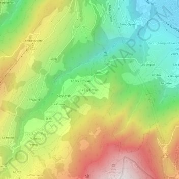 Mappa topografica Le Fey Dessus, altitudine, rilievo