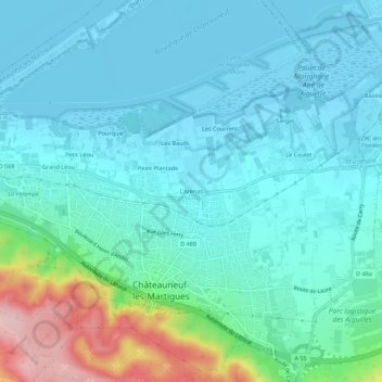 Mappa topografica L'Arenas, altitudine, rilievo