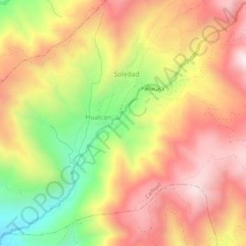 Mappa topografica Pariacaca, altitudine, rilievo