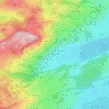 Mappa topografica Niedersonthofen, altitudine, rilievo