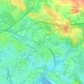 Mappa topografica Bourgerel, altitudine, rilievo