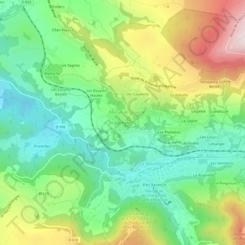Mappa topografica Les Pans, altitudine, rilievo