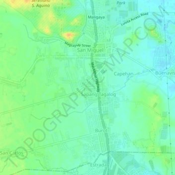 Mappa topografica San Francisco, altitudine, rilievo