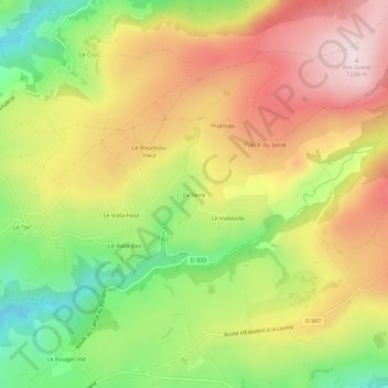 Mappa topografica Le Serre, altitudine, rilievo