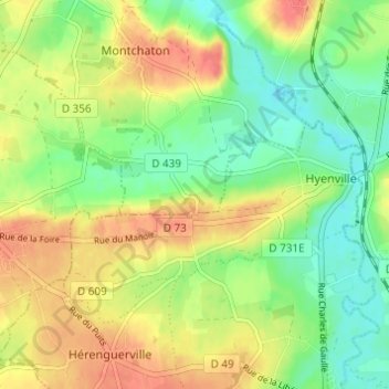 Mappa topografica Les Landes, altitudine, rilievo