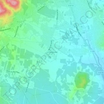 Mappa topografica La Rouviérette, altitudine, rilievo