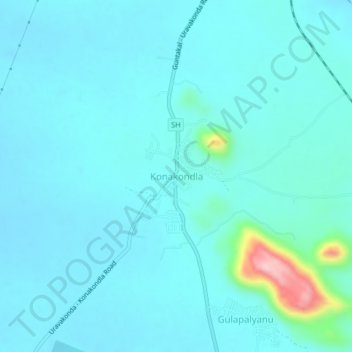 Mappa topografica Konakondla, altitudine, rilievo