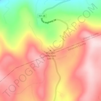 Mappa topografica Franklin Mountain, altitudine, rilievo