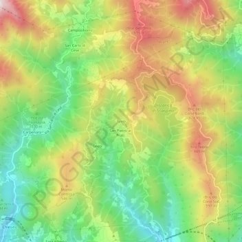 Mappa topografica Tuvio, altitudine, rilievo