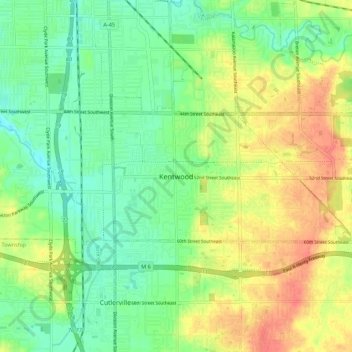 Mappa topografica Kentwood, altitudine, rilievo