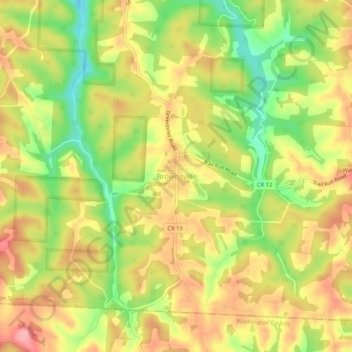 Mappa topografica Brownsville, altitudine, rilievo