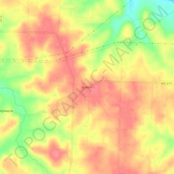 Mappa topografica Eudora, altitudine, rilievo