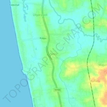 Mappa topografica Kaup, altitudine, rilievo