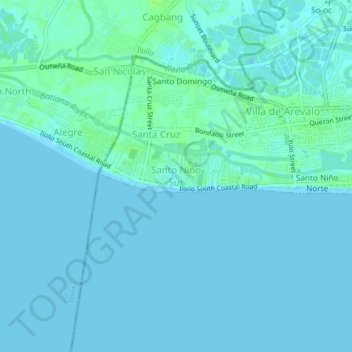 Mappa topografica Santo Niño Sur, altitudine, rilievo
