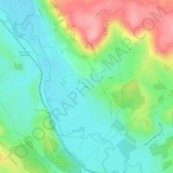 Mappa topografica Flez, altitudine, rilievo