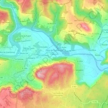 Mappa topografica Chabiscol, altitudine, rilievo