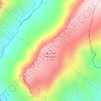 Mappa topografica Shortoff Mountain, altitudine, rilievo