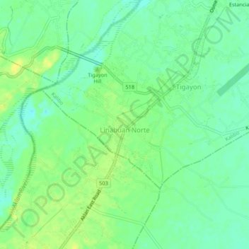 Mappa topografica Taghangin, altitudine, rilievo