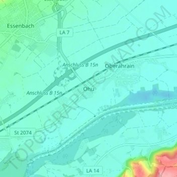 Mappa topografica Ohu, altitudine, rilievo