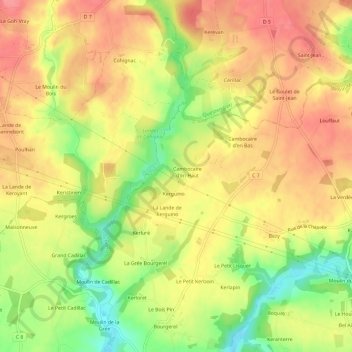 Mappa topografica Trespaut, altitudine, rilievo
