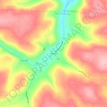 Mappa topografica Rexville, altitudine, rilievo