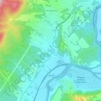 Mappa topografica Bel Air, altitudine, rilievo