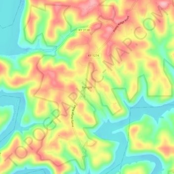 Mappa topografica Bangor, altitudine, rilievo