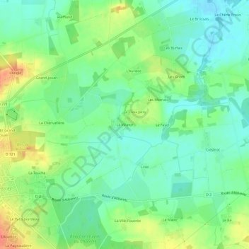 Mappa topografica La Villatte, altitudine, rilievo