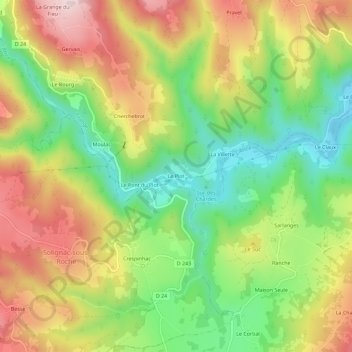 Mappa topografica Le Plot, altitudine, rilievo