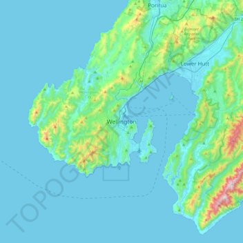 Mappa topografica Wellington, altitudine, rilievo