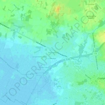 Mappa topografica Pont Habert, altitudine, rilievo