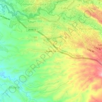 Mappa topografica Nuevo Sol, altitudine, rilievo