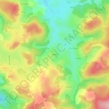 Mappa topografica Le Plessis, altitudine, rilievo