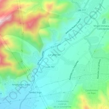 Mappa topografica La Libertad, altitudine, rilievo