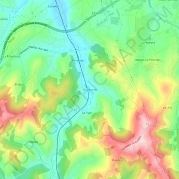 Mappa topografica Fontaciera, altitudine, rilievo