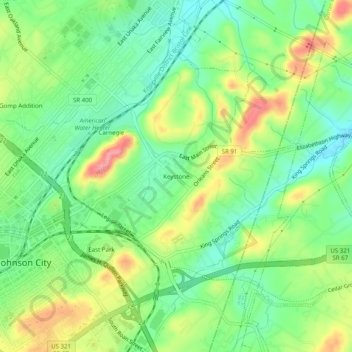 Mappa topografica Keystone, altitudine, rilievo