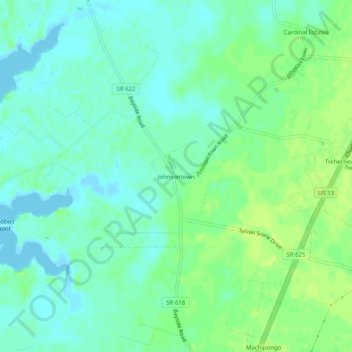 Mappa topografica Johnsontown, altitudine, rilievo