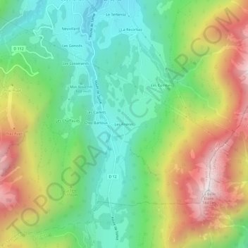 Mappa topografica Les Prières, altitudine, rilievo