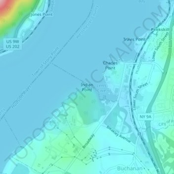 Mappa topografica Indian Point, altitudine, rilievo