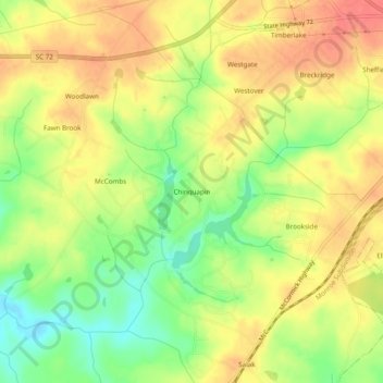 Mappa topografica Chinquapin, altitudine, rilievo