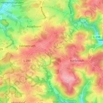 Mappa topografica Oberheide, altitudine, rilievo