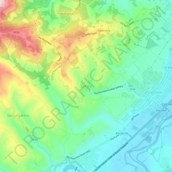 Mappa topografica Saltara, altitudine, rilievo