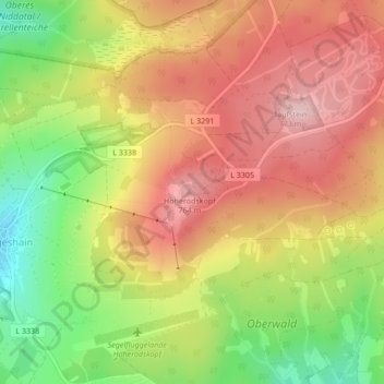 Mappa topografica Hoherodskopf, altitudine, rilievo