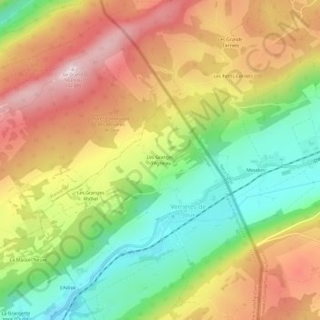 Mappa topografica Les Granges d'Agneau, altitudine, rilievo