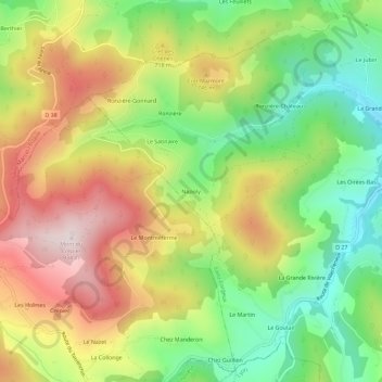 Mappa topografica Napoly, altitudine, rilievo