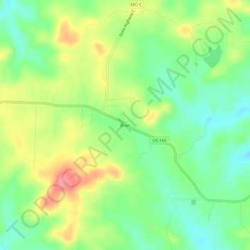 Mappa topografica Briar, altitudine, rilievo