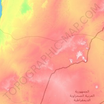 Mappa topografica الصحراء الغربية, altitudine, rilievo
