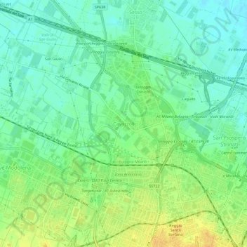 Mappa topografica Cavazzoli, altitudine, rilievo