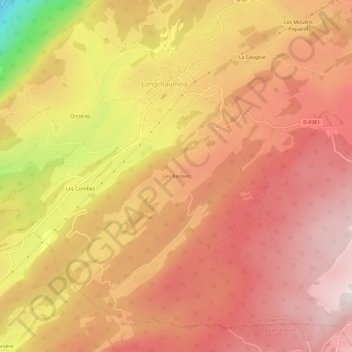 Mappa topografica Les Raisses, altitudine, rilievo