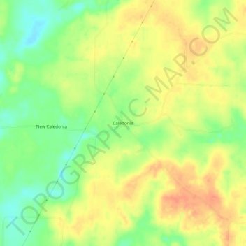Mappa topografica Caledonia, altitudine, rilievo